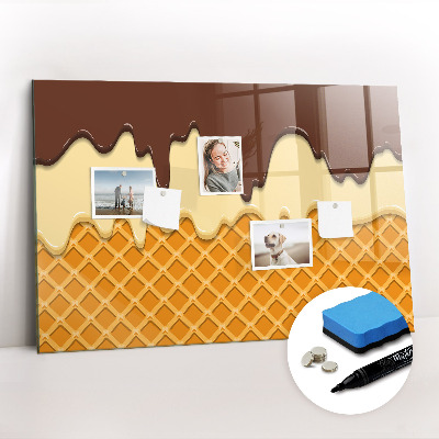 Magnetisch planbord voor de muur van bedrukt glas Ijsje