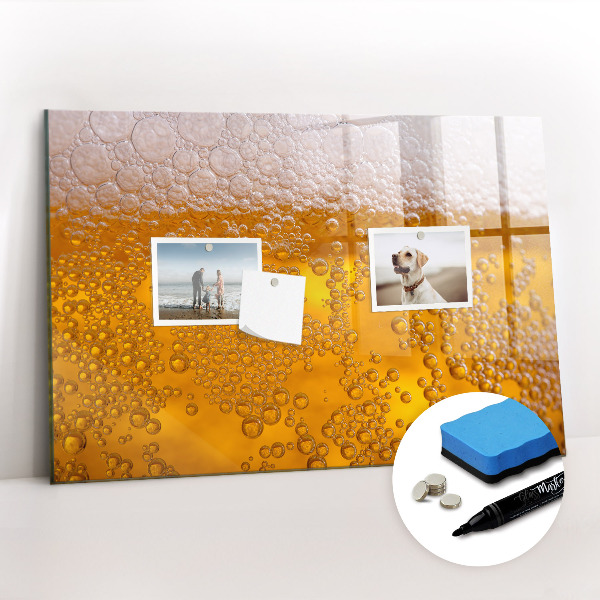 Beschrijfbaar magneetbord van glas met design Bier