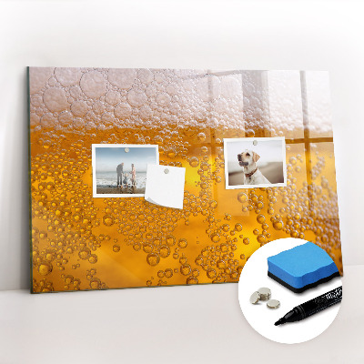 Beschrijfbaar magneetbord van glas met design Bier