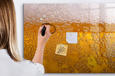 Beschrijfbaar magneetbord van glas met design Bier