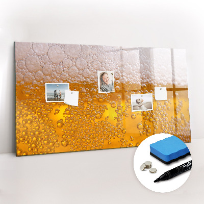 Beschrijfbaar magneetbord van glas met design Bier