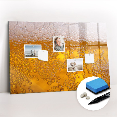 Beschrijfbaar magneetbord van glas met design Bier