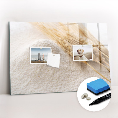 Beschrijfbaar magneetbord van glas met design Meel
