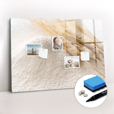 Beschrijfbaar magneetbord van glas met design Meel