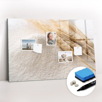 Beschrijfbaar magneetbord van glas met design Meel