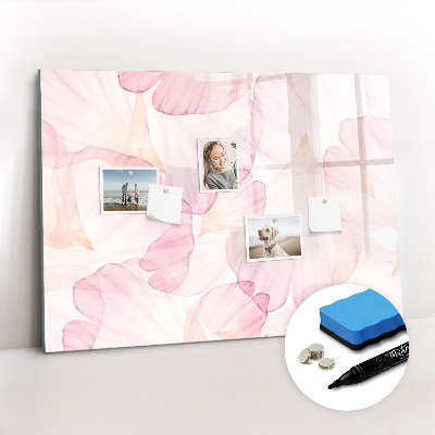 Magnetisch planbord voor de muur van bedrukt glas Aquarelbloemblaadjes