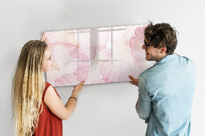 Magnetisch planbord voor de muur van bedrukt glas Aquarelbloemblaadjes