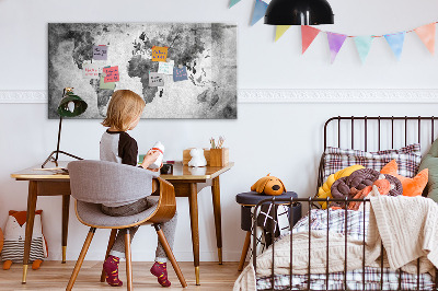 Beschrijfbaar magneetbord van glas met design Wereldkaart