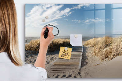 Beschrijfbaar magneetbord van glas met design Uitzicht op het strand