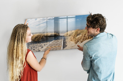 Beschrijfbaar magneetbord van glas met design Uitzicht op het strand