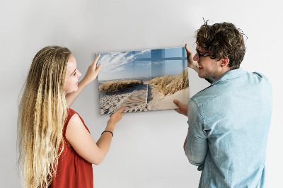 Beschrijfbaar magneetbord van glas met design Uitzicht op het strand
