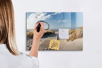 Beschrijfbaar magneetbord van glas met design Uitzicht op het strand