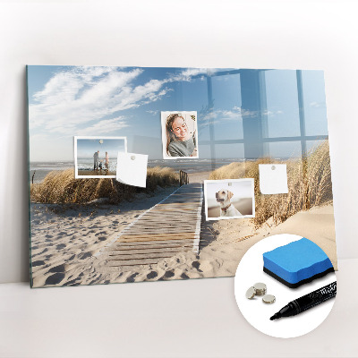 Beschrijfbaar magneetbord van glas met design Uitzicht op het strand