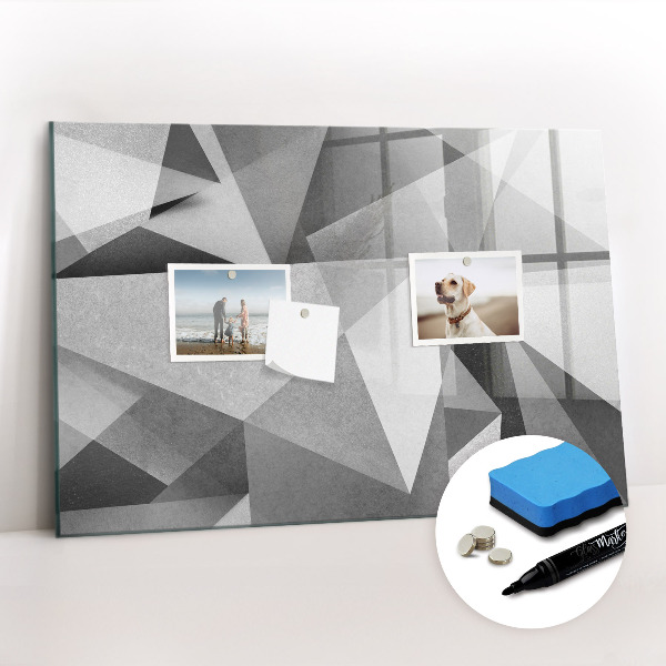Beschrijfbaar magneetbord van glas met design 3D-abstractie