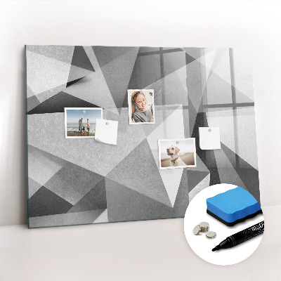 Beschrijfbaar magneetbord van glas met design 3D-abstractie