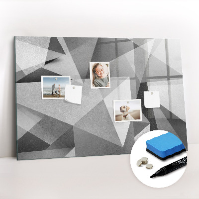 Beschrijfbaar magneetbord van glas met design 3D-abstractie