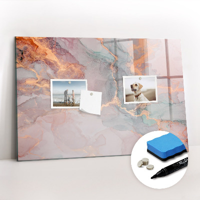 Beschrijfbaar magneetbord van glas met design Decoratief marmer