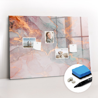 Beschrijfbaar magneetbord van glas met design Decoratief marmer