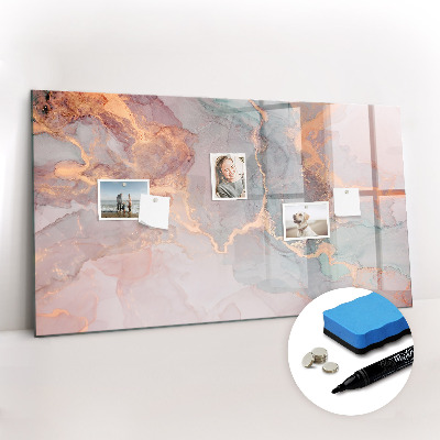 Beschrijfbaar magneetbord van glas met design Decoratief marmer