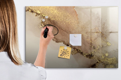 Beschrijfbaar magneetbord van glas met design Gouden marmer