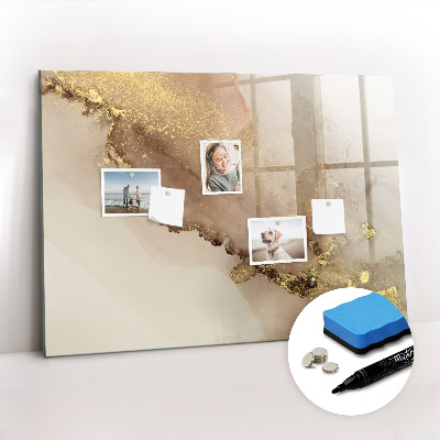 Beschrijfbaar magneetbord van glas met design Gouden marmer