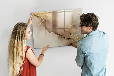 Beschrijfbaar magneetbord van glas met design Gouden marmer