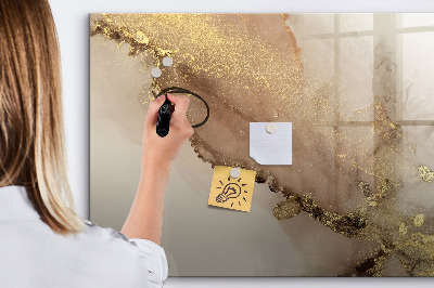 Beschrijfbaar magneetbord van glas met design Gouden marmer