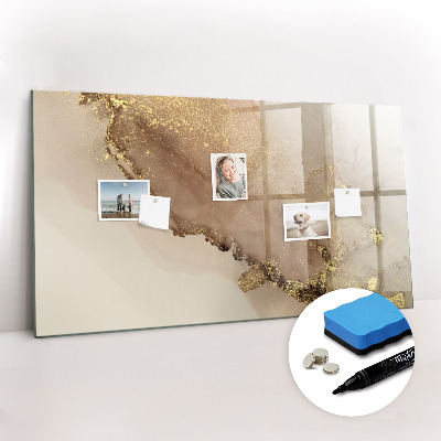 Beschrijfbaar magneetbord van glas met design Gouden marmer