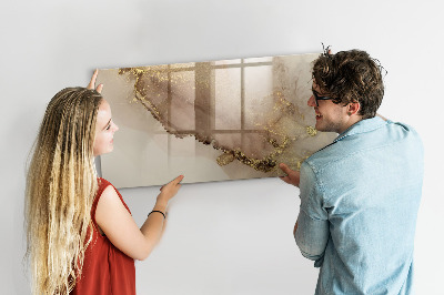 Beschrijfbaar magneetbord van glas met design Gouden marmer