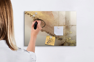 Beschrijfbaar magneetbord van glas met design Gouden marmer