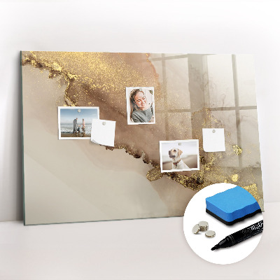 Beschrijfbaar magneetbord van glas met design Gouden marmer