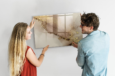 Beschrijfbaar magneetbord van glas met design Gouden marmer