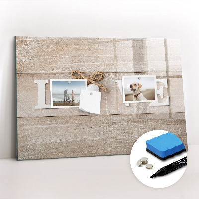 Beschrijfbaar magneetbord van glas met design Het opschrift liefde