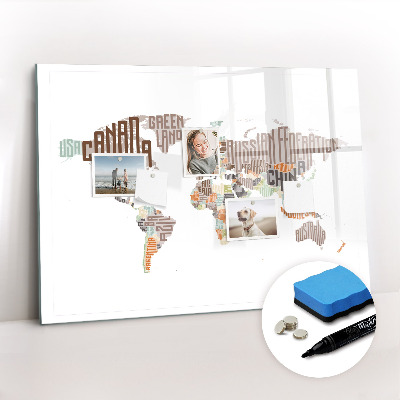 Uitwisbaar glazen planbord met magnetische functie Kaart gekleurde letters