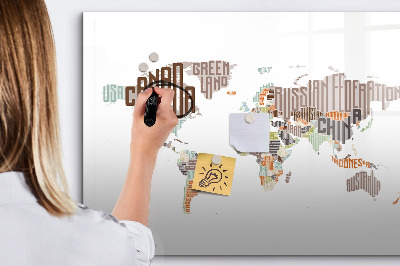 Uitwisbaar glazen planbord met magnetische functie Kaart gekleurde letters