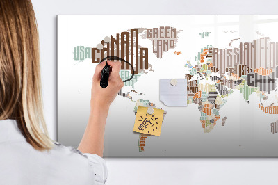 Uitwisbaar glazen planbord met magnetische functie Kaart gekleurde letters