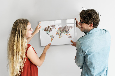 Uitwisbaar glazen planbord met magnetische functie Kaart gekleurde letters