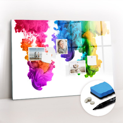 Uitwisbaar glazen planbord met magnetische functie Een regenboog van kleuren