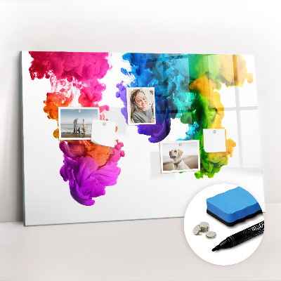 Uitwisbaar glazen planbord met magnetische functie Een regenboog van kleuren