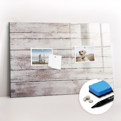Uitwisbaar glazen planbord met magnetische functie Houten plankpatroon
