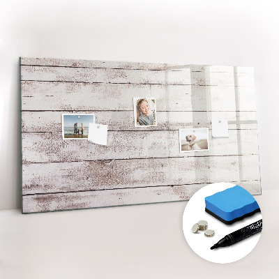 Uitwisbaar glazen planbord met magnetische functie Houten plankpatroon