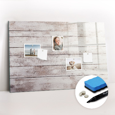 Uitwisbaar glazen planbord met magnetische functie Houten plankpatroon