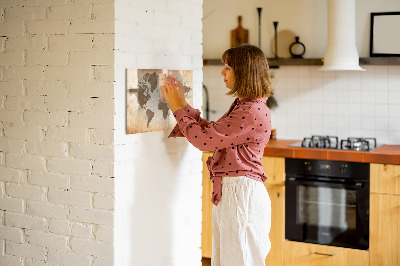 Magnetisch planbord voor de muur van bedrukt glas Geschilderde wereldkaart