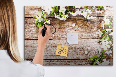 Uitwisbaar glazen planbord met magnetische functie Bloemen op hout