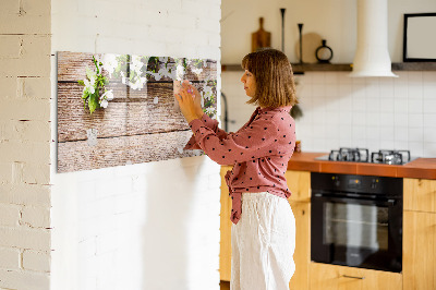 Uitwisbaar glazen planbord met magnetische functie Bloemen op hout