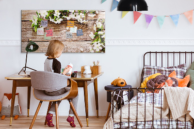 Uitwisbaar glazen planbord met magnetische functie Bloemen op hout