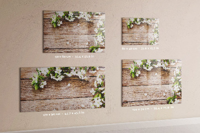 Uitwisbaar glazen planbord met magnetische functie Bloemen op hout