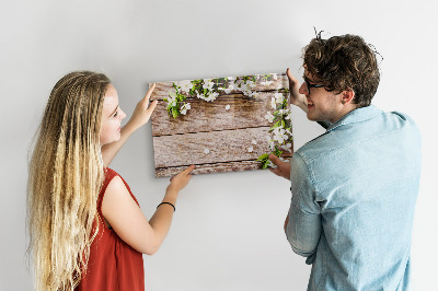 Uitwisbaar glazen planbord met magnetische functie Bloemen op hout