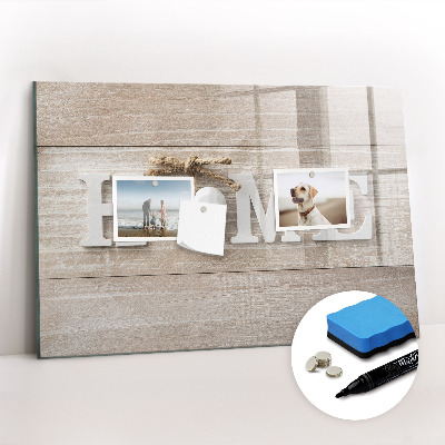 Beschrijfbaar magneetbord van glas met design Het opschrift 