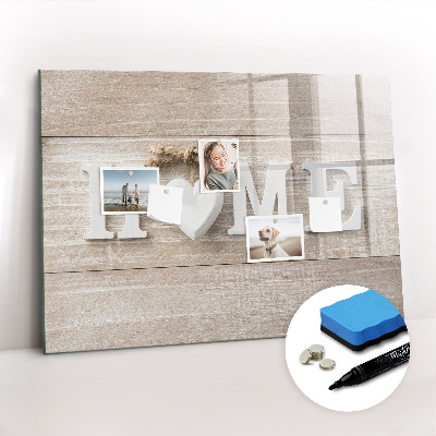 Beschrijfbaar magneetbord van glas met design Het opschrift "huis"